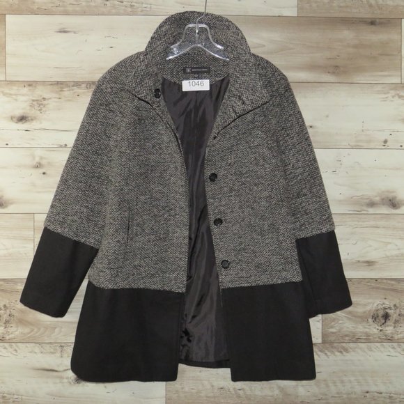 I-N-C* Women's Long Sleeve High Collar Hidden Button Down Trench Coat~Size Small - Picture 1 of 12